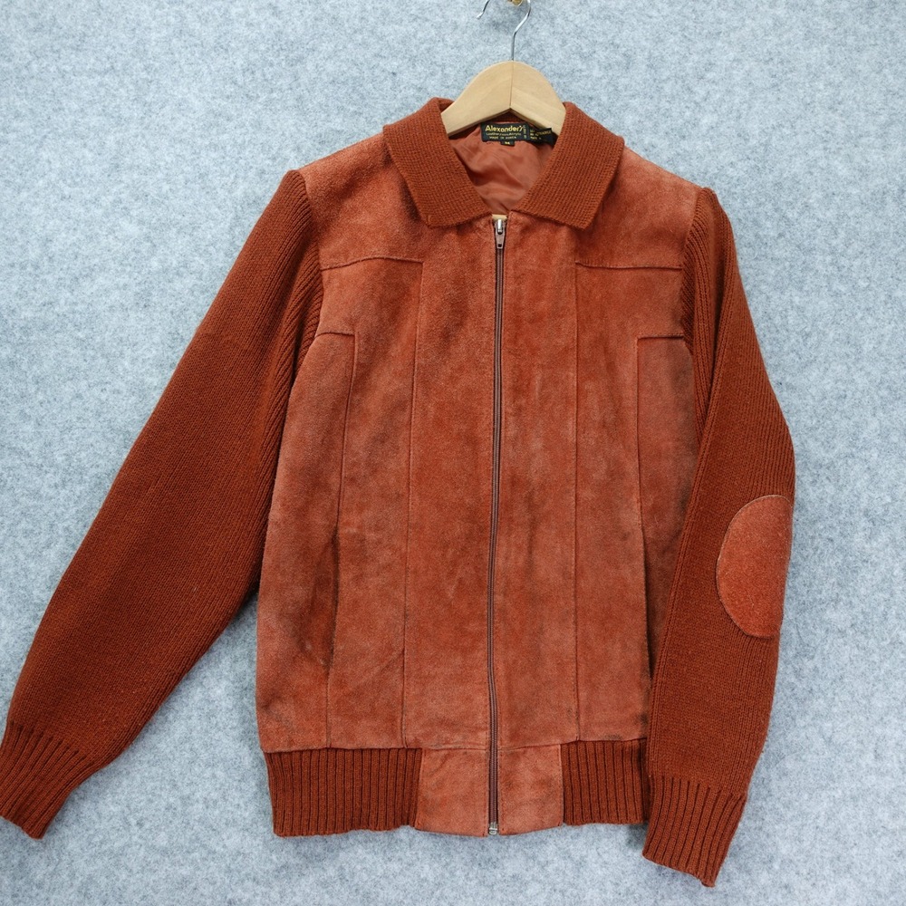 Vintage 1970s Gaucho Suede Leather Jacket Mens SMALL Cinnamon Fall Rust Patch